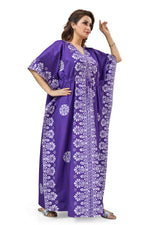 Purple Motif Design Batik, Hand Dyed Batik, 100% Cotton Kaftan - K236 - image 3