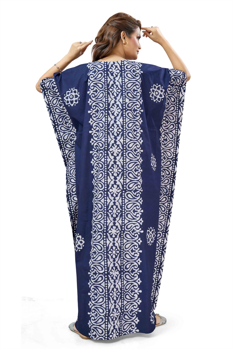 Blue Paisley Design Batik, Hand Dyed Batik, 100% Cotton Kaftan - K212 - image 5