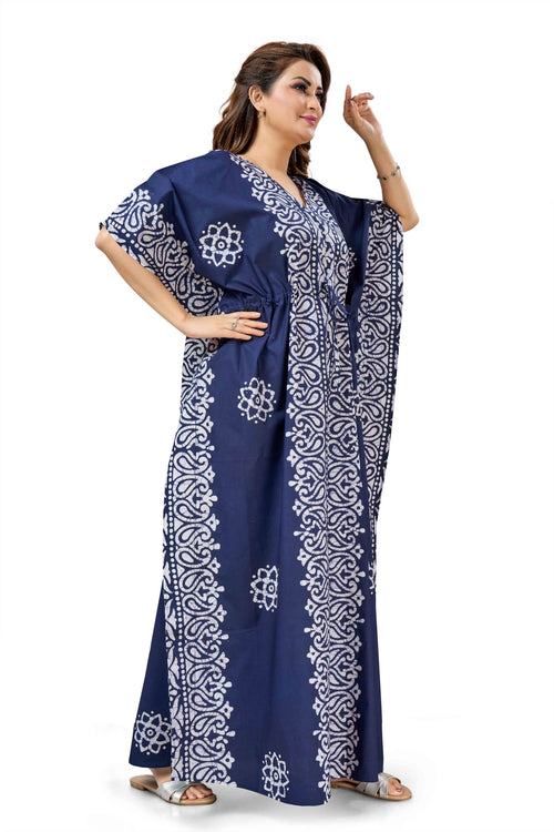 Blue Paisley Design Batik, Hand Dyed Batik, 100% Cotton Kaftan - K212