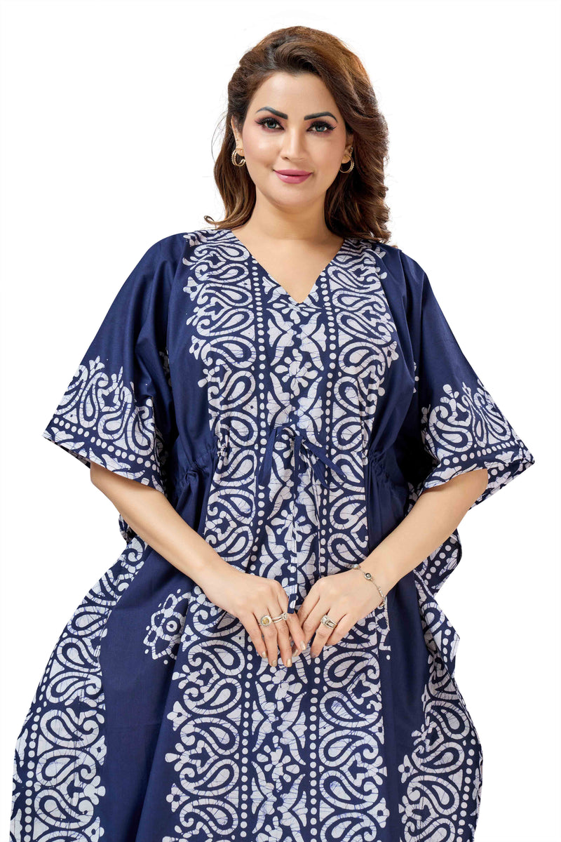 Blue Paisley Design Batik, Hand Dyed Batik, 100% Cotton Kaftan - K212 - image 4