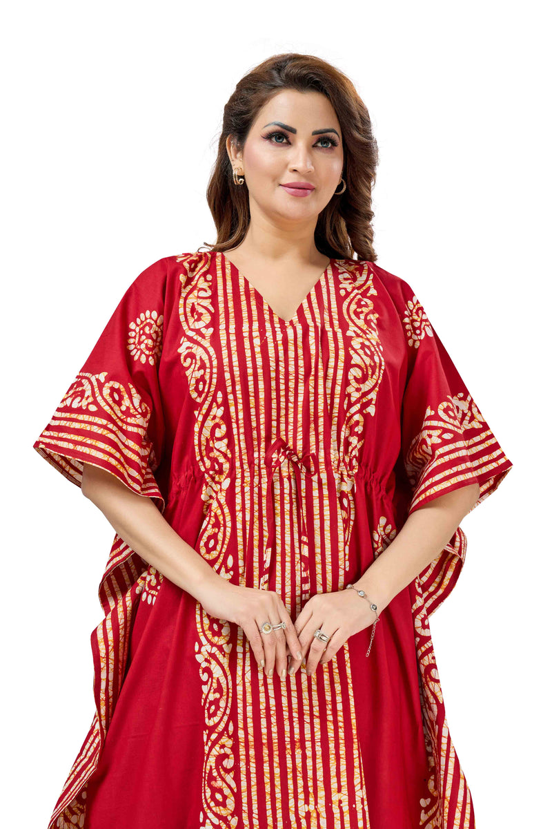 Red Lines Design Batik, Hand Dyed Batik, 100% Cotton Kaftan - K220 - image 4
