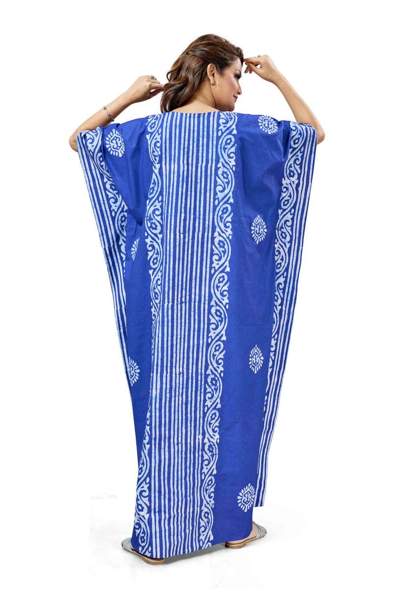 Blue Lines Design Batik, Hand Dyed Batik, 100% Cotton Kaftan - K222 - image 5