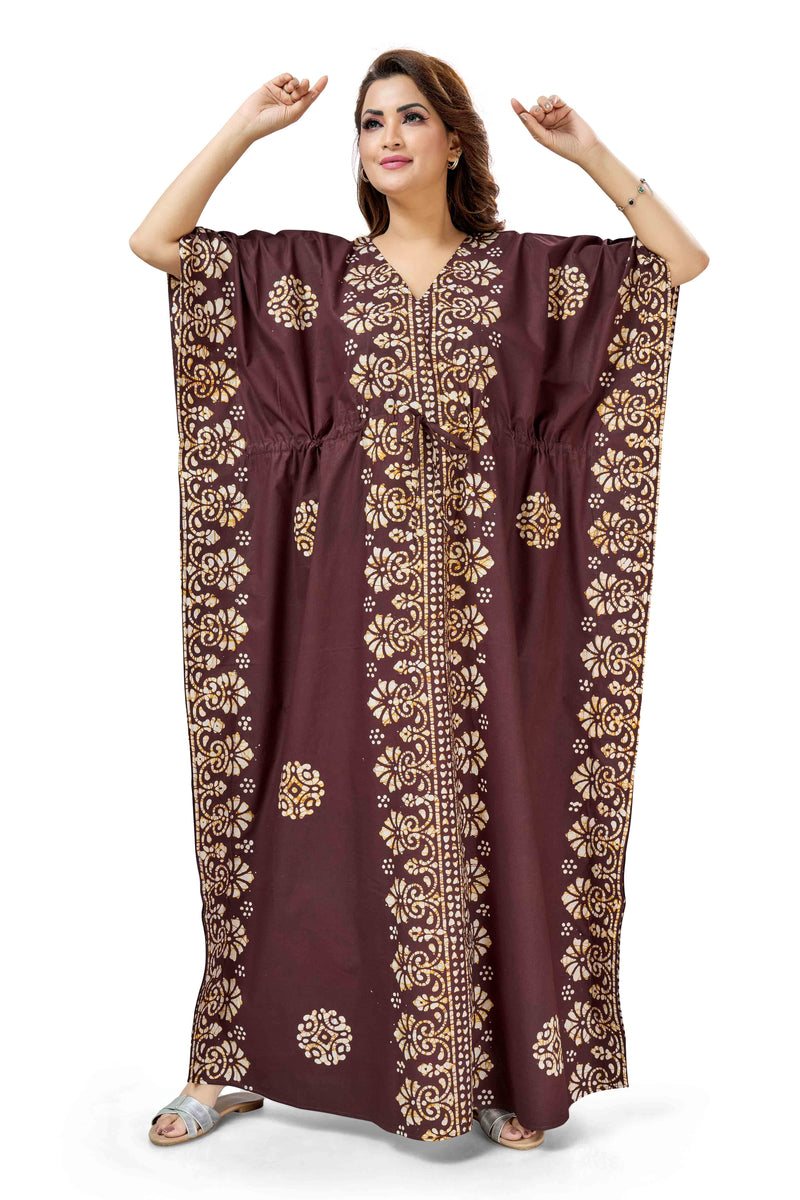 Brown Motif Design Batik, Hand Dyed Batik, 100% Cotton Kaftan - K233 - image 2