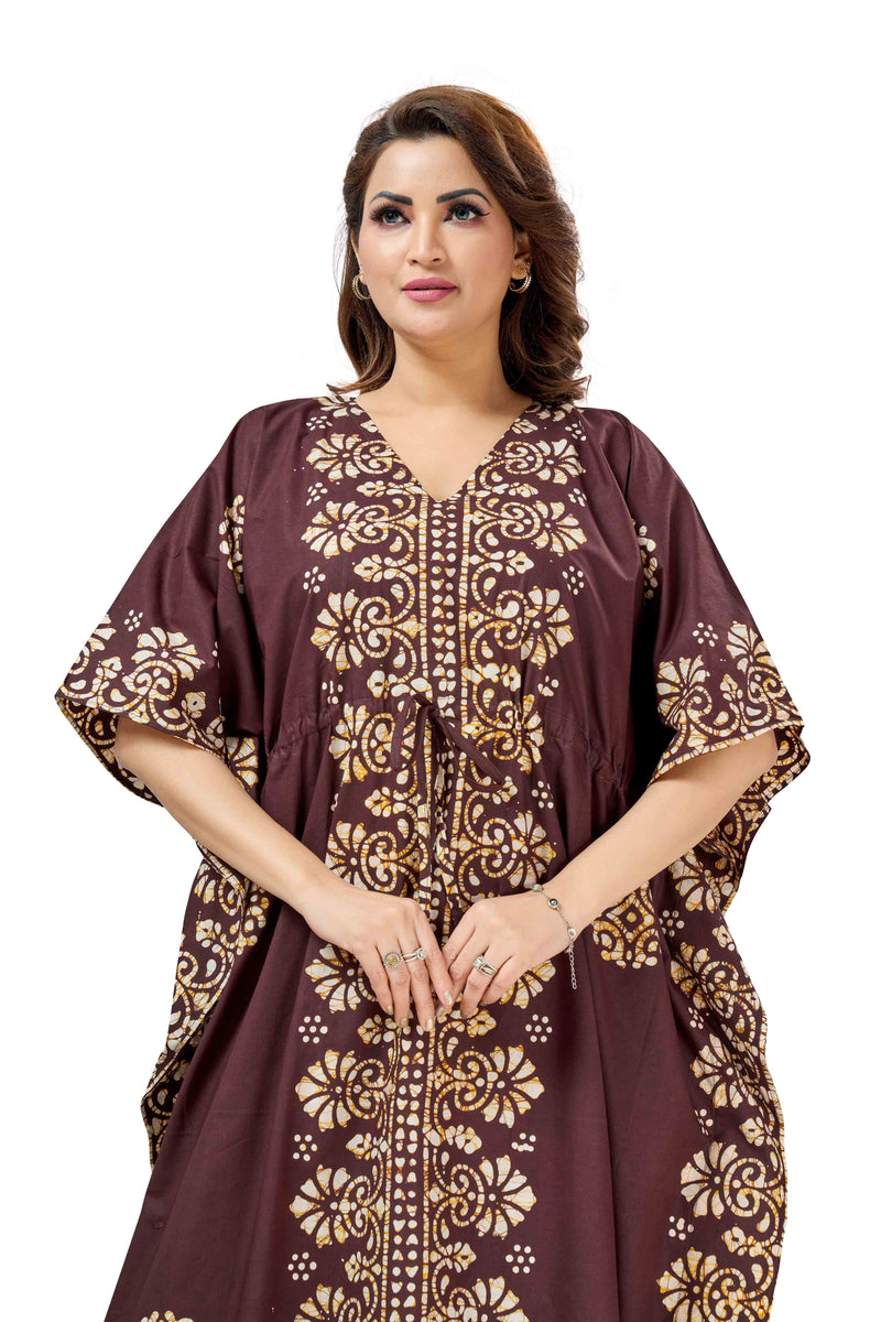 Brown Motif Design Batik, Hand Dyed Batik, 100% Cotton Kaftan - K233 - image 5