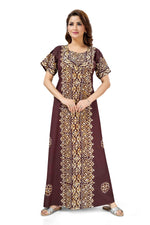 Brown Paisley Design Batik, Hand Dyed Batik, 100% Cotton Night Gown - NG213 image 4