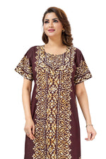 Brown Paisley Design Batik, Hand Dyed Batik, 100% Cotton Night Gown - NG213 image 3