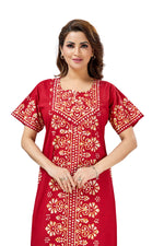 Red Motif Design Batik, Hand Dyed Batik, 100% Cotton Night Gown - NG230 image 5