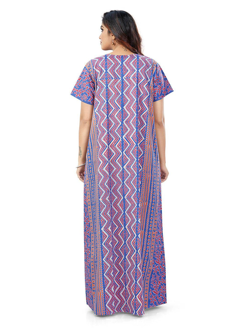 Blue Zig Zag Batik, Hand Dyed Batik, 100% Cotton Night Gown - NG161 image 5