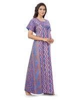 Blue Zig Zag Batik, Hand Dyed Batik, 100% Cotton Night Gown - NG161 image 4