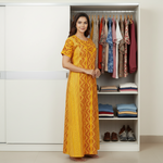 Yellow Zig Zag Batik, Hand Dyed Batik, 100% Cotton Night Gown - NG162 image 1