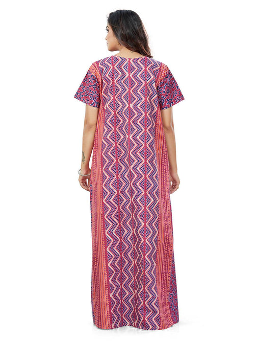 Purple Zig Zag Batik, Hand Dyed Batik, 100% Cotton Night Gown - NG163