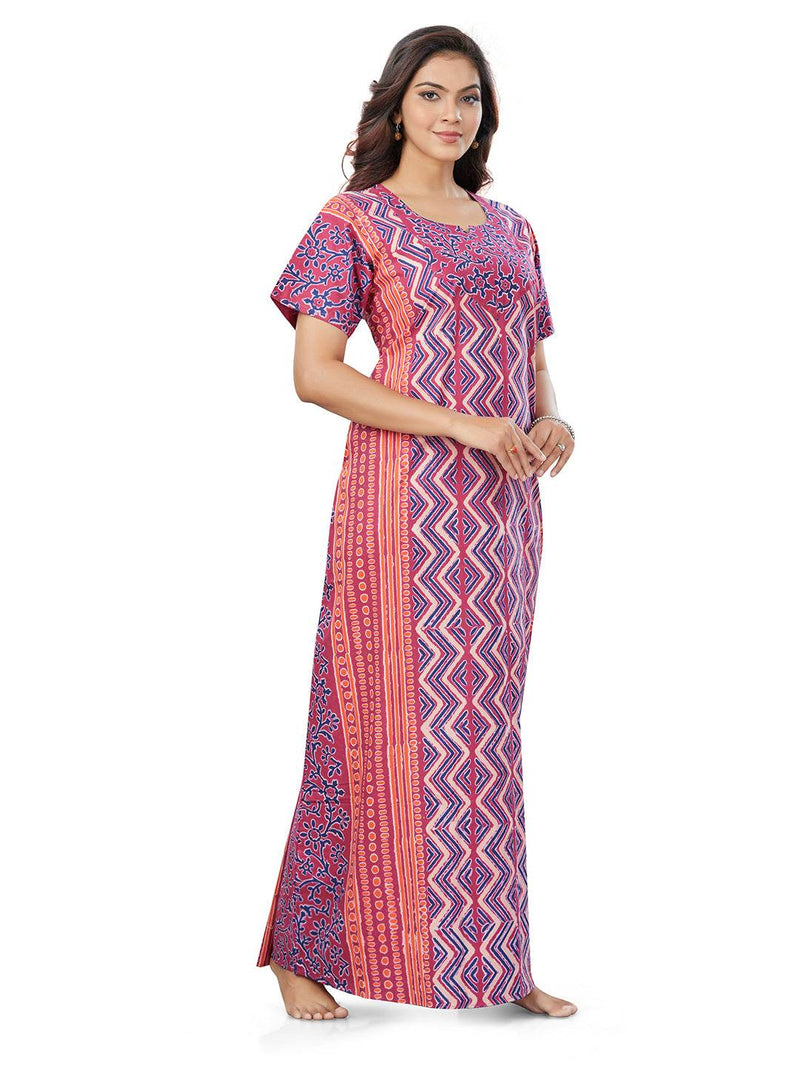 Purple Zig Zag Batik, Hand Dyed Batik, 100% Cotton Night Gown - NG163 image 6