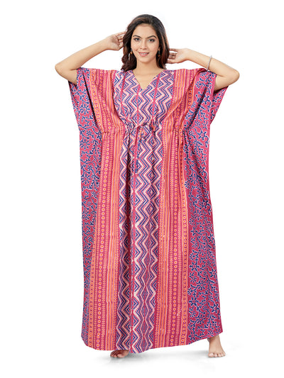 Purple Zig Zag Batik, Hand Dyed Batik, 100% Cotton Kaftan - K163