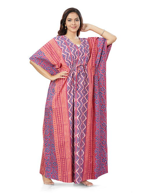 Purple Zig Zag Batik, Hand Dyed Batik, 100% Cotton Kaftan - K163