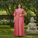Pink Zig Zag Batik, Hand Dyed Batik, 100% Cotton Kaftan - K160 - image 1