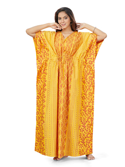Yellow Zig Zag Batik, Hand Dyed Batik, 100% Cotton Kaftan - K162