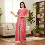 Pink Zig Zag Batik, Hand Dyed Batik, 100% Cotton Night Gown - NG160 image 2
