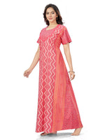 Pink Zig Zag Batik, Hand Dyed Batik, 100% Cotton Night Gown - NG160 image 4