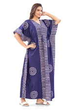 Navy Blue Waves Design Batik, Hand Dyed Batik, 100% Cotton Kaftan - K191 - image 5