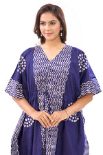 Navy Blue Waves Design Batik, Hand Dyed Batik, 100% Cotton Kaftan - K191 - image 2