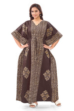 Brown Diamond Arrow Batik, Hand Dyed Batik, 100% Cotton Kaftan - K203 - image 5