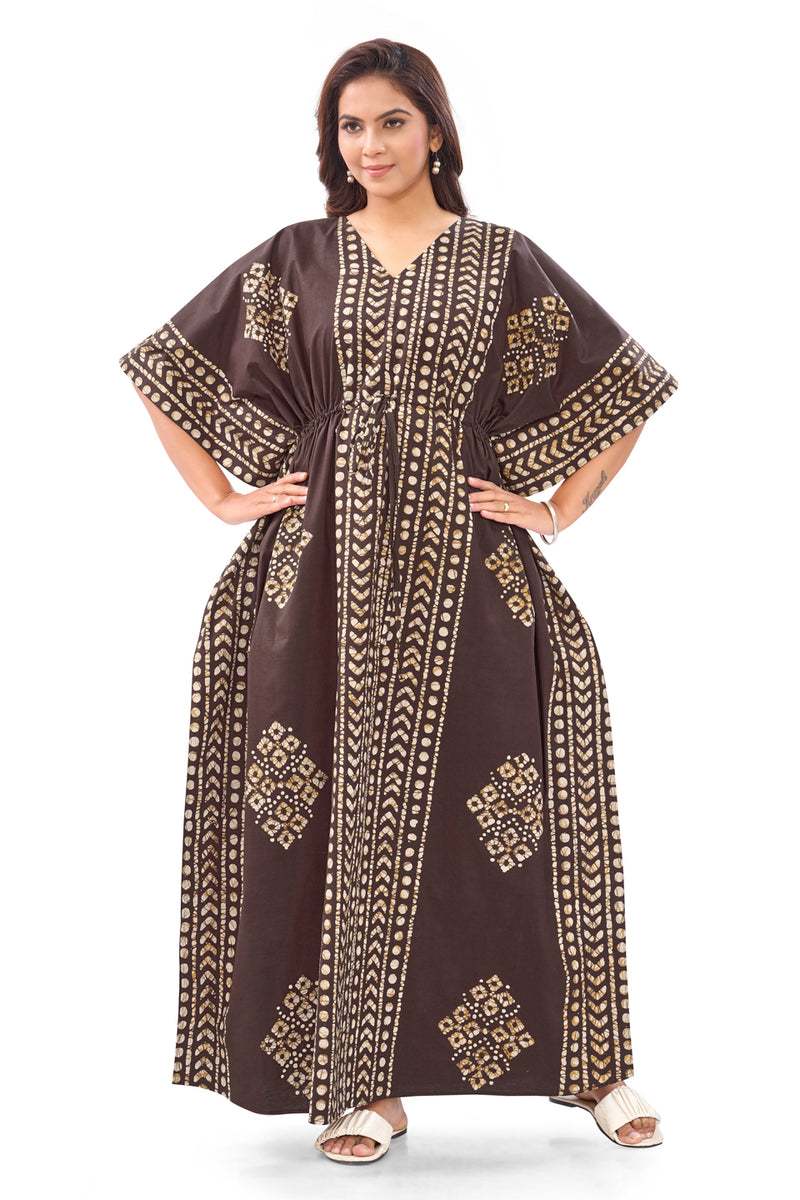 Brown Diamond Arrow Batik, Hand Dyed Batik, 100% Cotton Kaftan - K203 - image 5