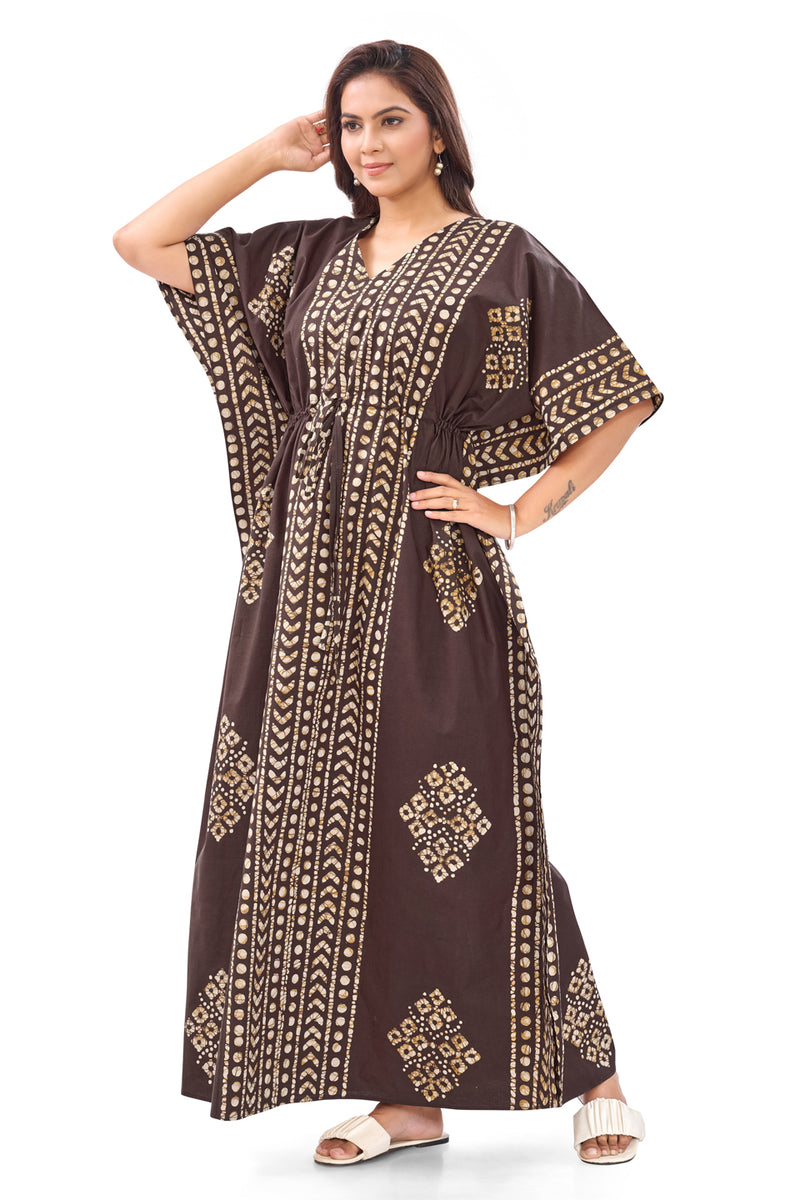 Brown Diamond Arrow Batik, Hand Dyed Batik, 100% Cotton Kaftan - K203 - image 2