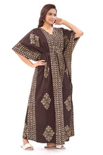 Brown Diamond Arrow Batik, Hand Dyed Batik, 100% Cotton Kaftan - K203 - image 3