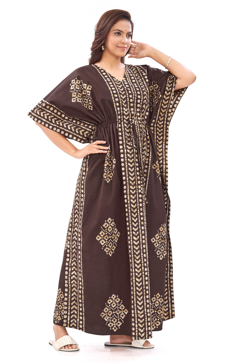 Brown Diamond Arrow Batik, Hand Dyed Batik, 100% Cotton Kaftan - K203 - image 3