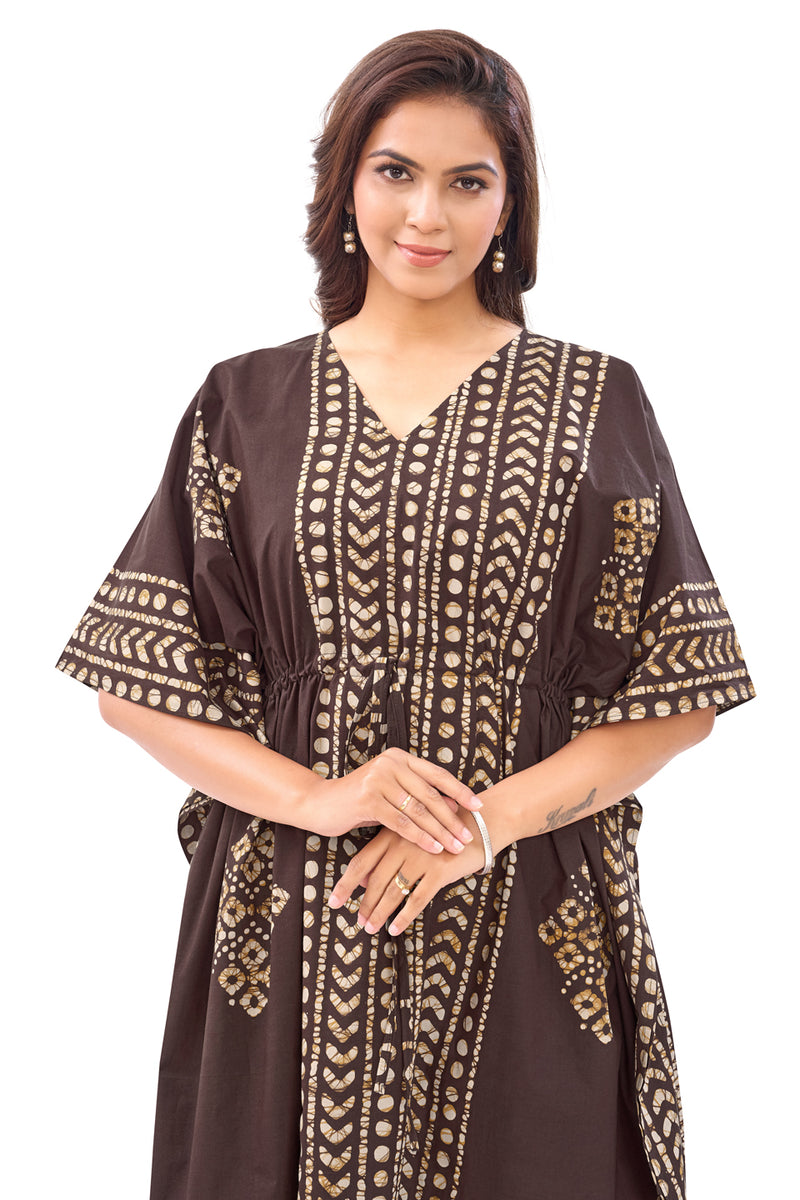 Brown Diamond Arrow Batik, Hand Dyed Batik, 100% Cotton Kaftan - K203 - image 4