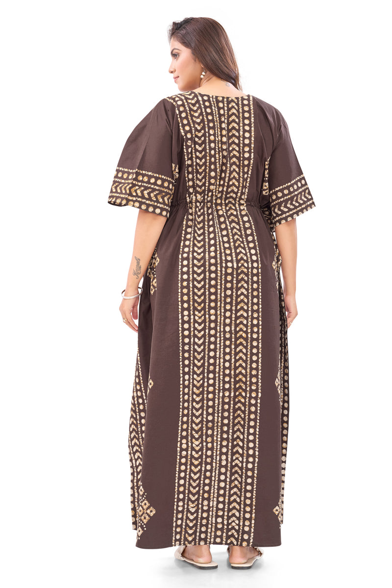 Brown Diamond Arrow Batik, Hand Dyed Batik, 100% Cotton Kaftan - K203 - image 6