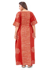 Red Waves Design Batik, Hand Dyed Batik, 100% Cotton Kaftan - K190 - image 5