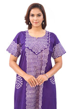 Purple Waves Design Batik, Hand Dyed Batik, 100% Cotton Night Gown - NG196 image 2