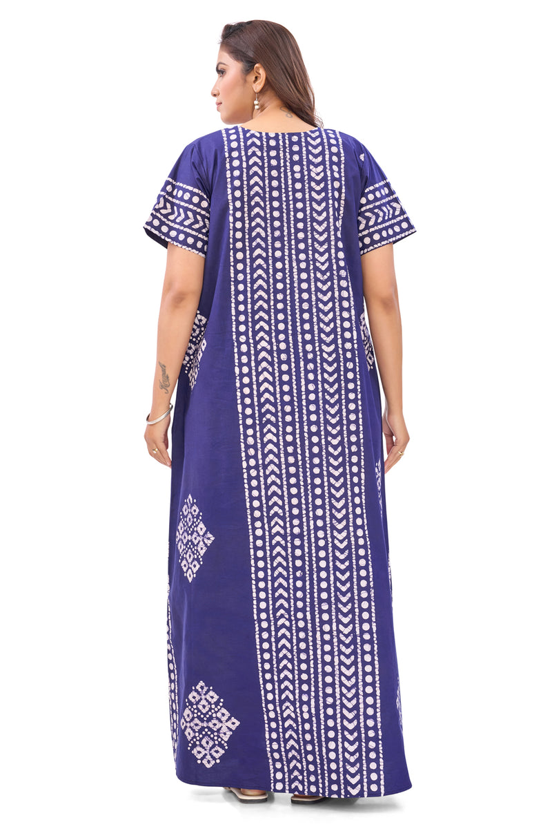 Navy Blue Diamond Arrow Batik, Hand Dyed Batik, 100% Cotton Night Gown - NG201 image 6