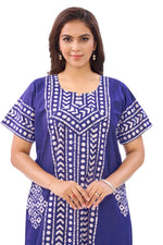 Navy Blue Diamond Arrow Batik, Hand Dyed Batik, 100% Cotton Night Gown - NG201 image 5