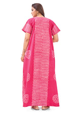 Pink Waves Design Batik, Hand Dyed Batik, 100% Cotton Night Gown - NG194 image 3