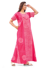 Pink Waves Design Batik, Hand Dyed Batik, 100% Cotton Night Gown - NG194 image 5