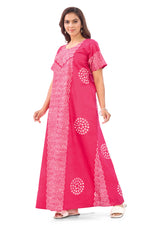 Pink Waves Design Batik, Hand Dyed Batik, 100% Cotton Night Gown - NG194 image 6