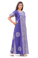 Blue Waves Design Batik, Hand Dyed Batik, 100% Cotton Night Gown - NG192 image 4