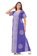 Blue Waves Design Batik, Hand Dyed Batik, 100% Cotton Night Gown - NG192 image 5