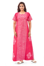 Pink Diamond Arrow Batik, Hand Dyed Batik, 100% Cotton Night Gown - NG204 image 2