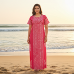 Pink Diamond Arrow Batik, Hand Dyed Batik, 100% Cotton Night Gown - NG204 image 1