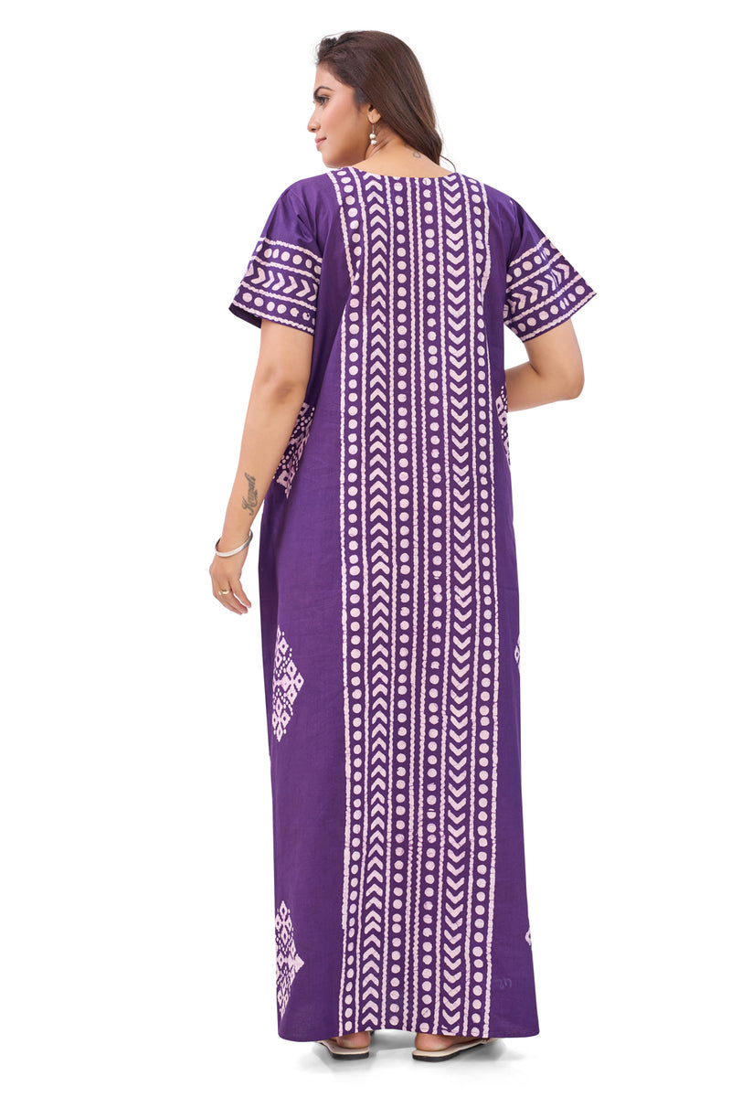 Purple Diamond Arrow Batik, Hand Dyed Batik, 100% Cotton Night Gown - NG206 image 6