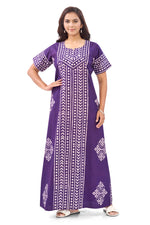 Purple Diamond Arrow Batik, Hand Dyed Batik, 100% Cotton Night Gown - NG206 image 2