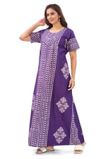 Purple Diamond Arrow Batik, Hand Dyed Batik, 100% Cotton Night Gown - NG206 image 4