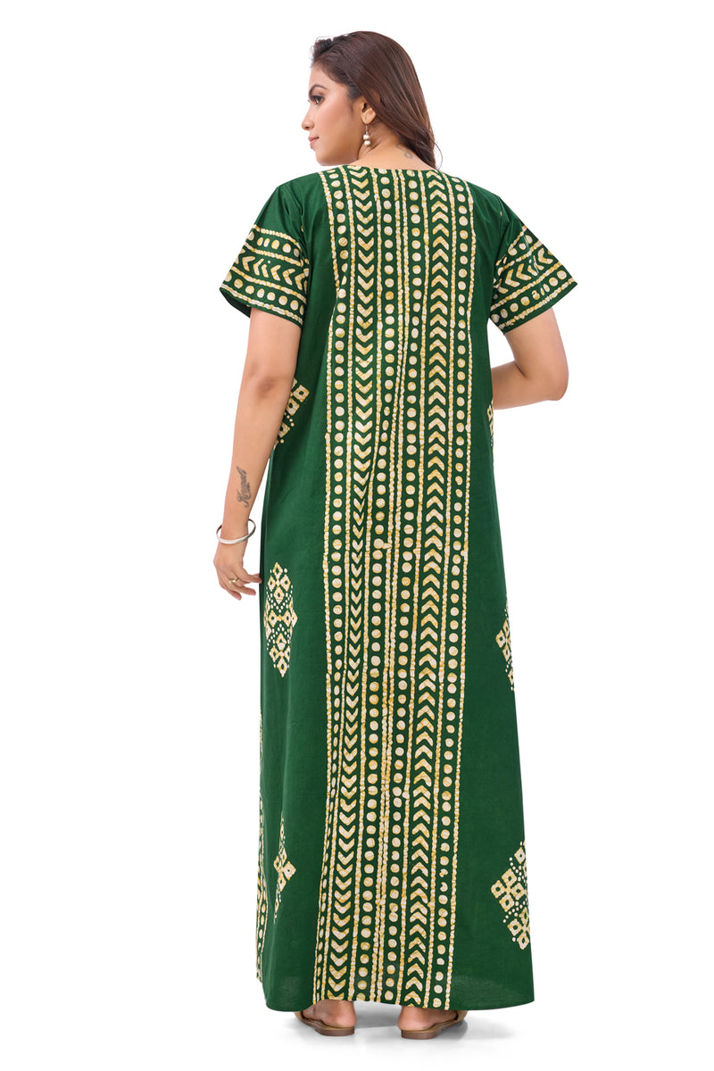 Green Diamond Arrow Batik, Hand Dyed Batik, 100% Cotton Night Gown - NG207 image 6