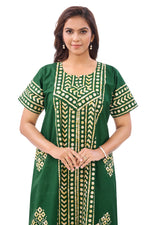 Green Diamond Arrow Batik, Hand Dyed Batik, 100% Cotton Night Gown - NG207 image 5