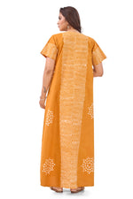 Yellow Waves Design Batik, Hand Dyed Batik, 100% Cotton Night Gown - NG195 image 7