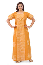 Yellow Waves Design Batik, Hand Dyed Batik, 100% Cotton Night Gown - NG195 image 4