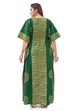 Green Waves Design Batik, Hand Dyed Batik, 100% Cotton Kaftan - K197 - image 3